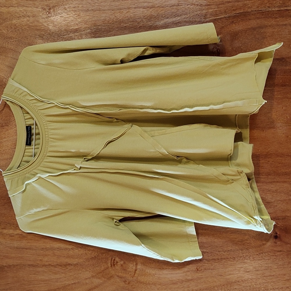 *Like New* Snapdragon & Twig Asymmetrical Patchwork Tee Lime Green ¾-Sleeve S